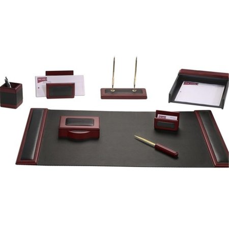 WORKSTATION Rosewood & Leather 8-Piece Desk Set, 8PK TH635305